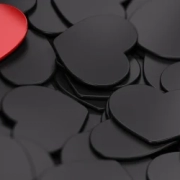 Black hearts with two separated red ones